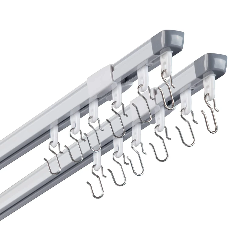 ACMEART Ceiling Curtain Track,Retractable Ceiling Track for Curtains,2.8-5.2ft,Room Divider Curtain Rod,Ceiling Rails Set with Silent Rollers and Hooks for Living room/Bedroom/Shower/RV,2 Sets