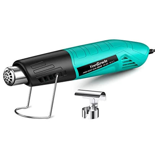 Yeegewin Heat Gun Dual Temp, Fast Heat Mini Hot Air Gun 249°C-455°C with 2-Temp Settings Overload Protection Reflector Nozzle, 1.5m Long Cable for Shrink Wrap,Vinyl, Crafts, Epoxy Resin