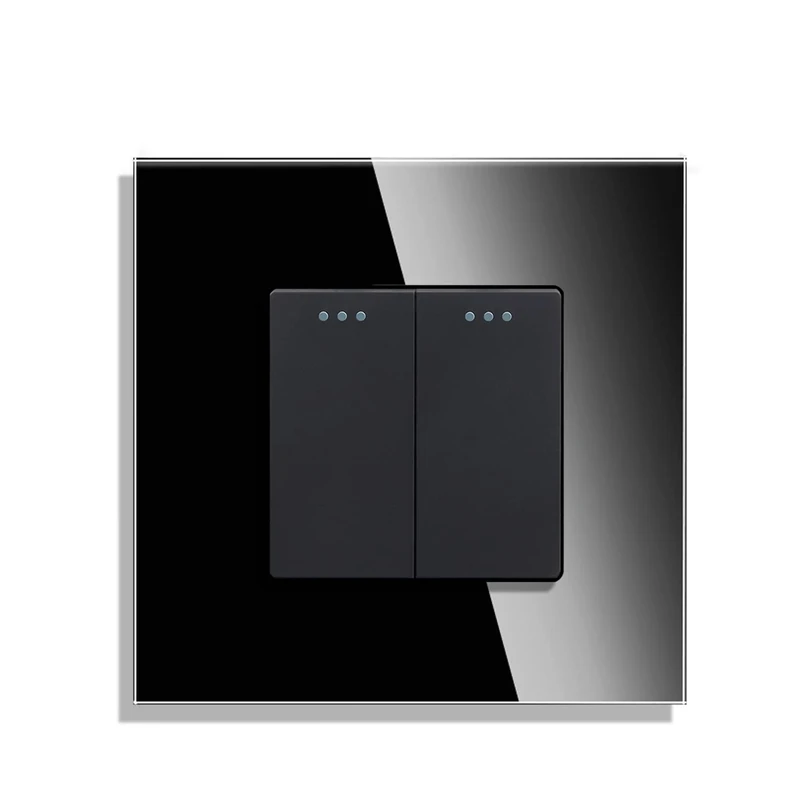 CNBINGO 1-Way Rocker Button Light Switch, Glass Panel Wall Switch