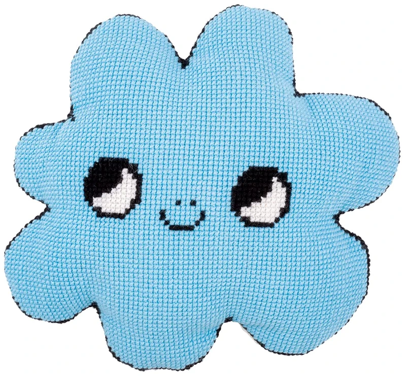 Vervaco Cross Stitch Kit Cushion Complete Set Happy Cloud Decoration Manual Embroidery Kit Adult Art Creative Gift DIY Cross Stitch Embroidery ca. 49 x 45 cm