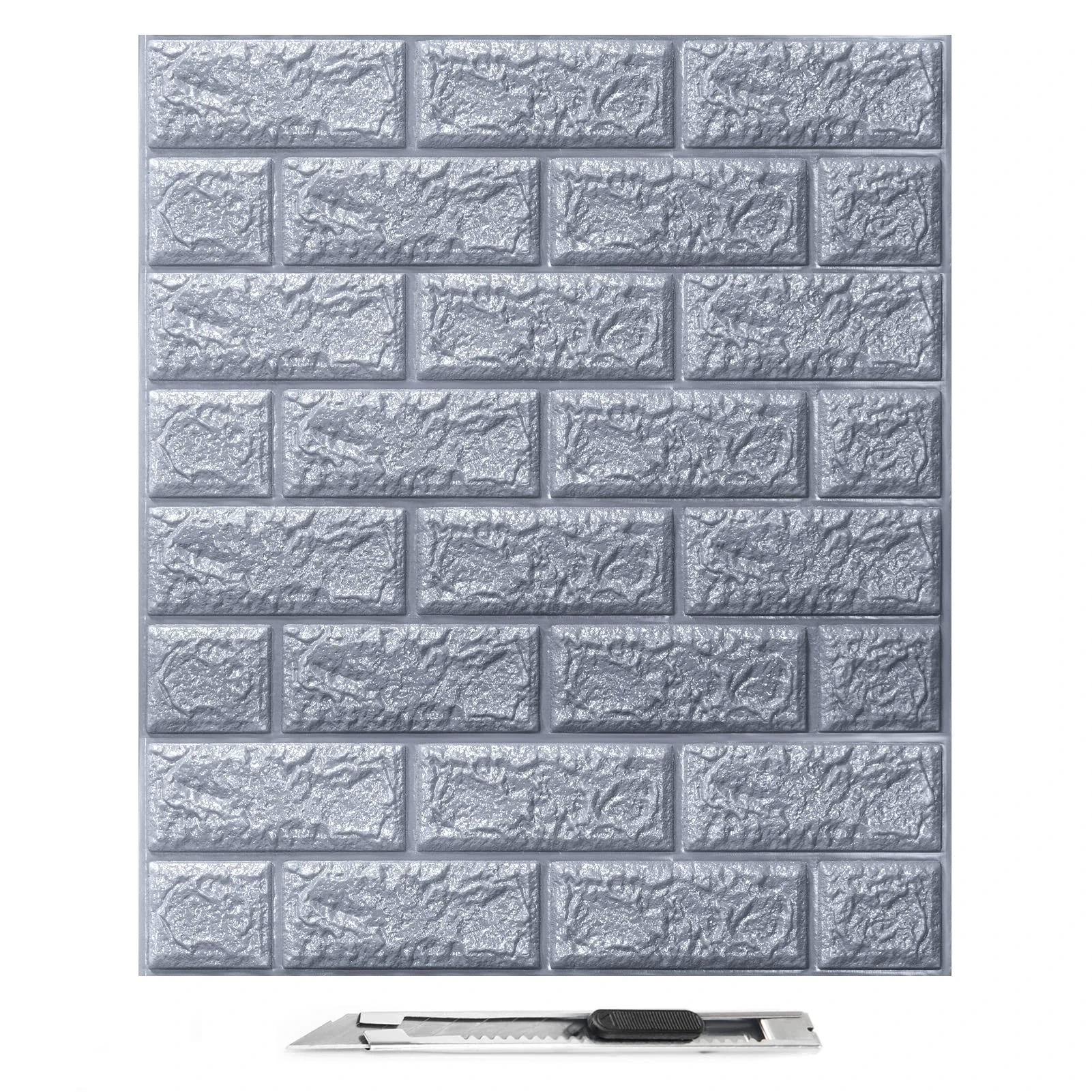 Art3d 10Pcs 3D Brick Wallpaper in Grey, Faux Foam Brick Wall Panels Peel and Stick, Waterproof for Bedroom, Living Room, and Kitchen Decor (14.5 Sq.Ft)