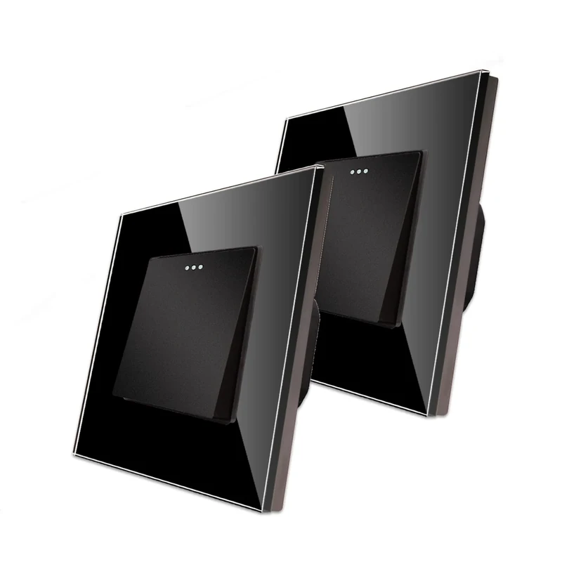 CNBINGO 2-Way Rocker Button Light Switch, Glass Panel Wall Switch