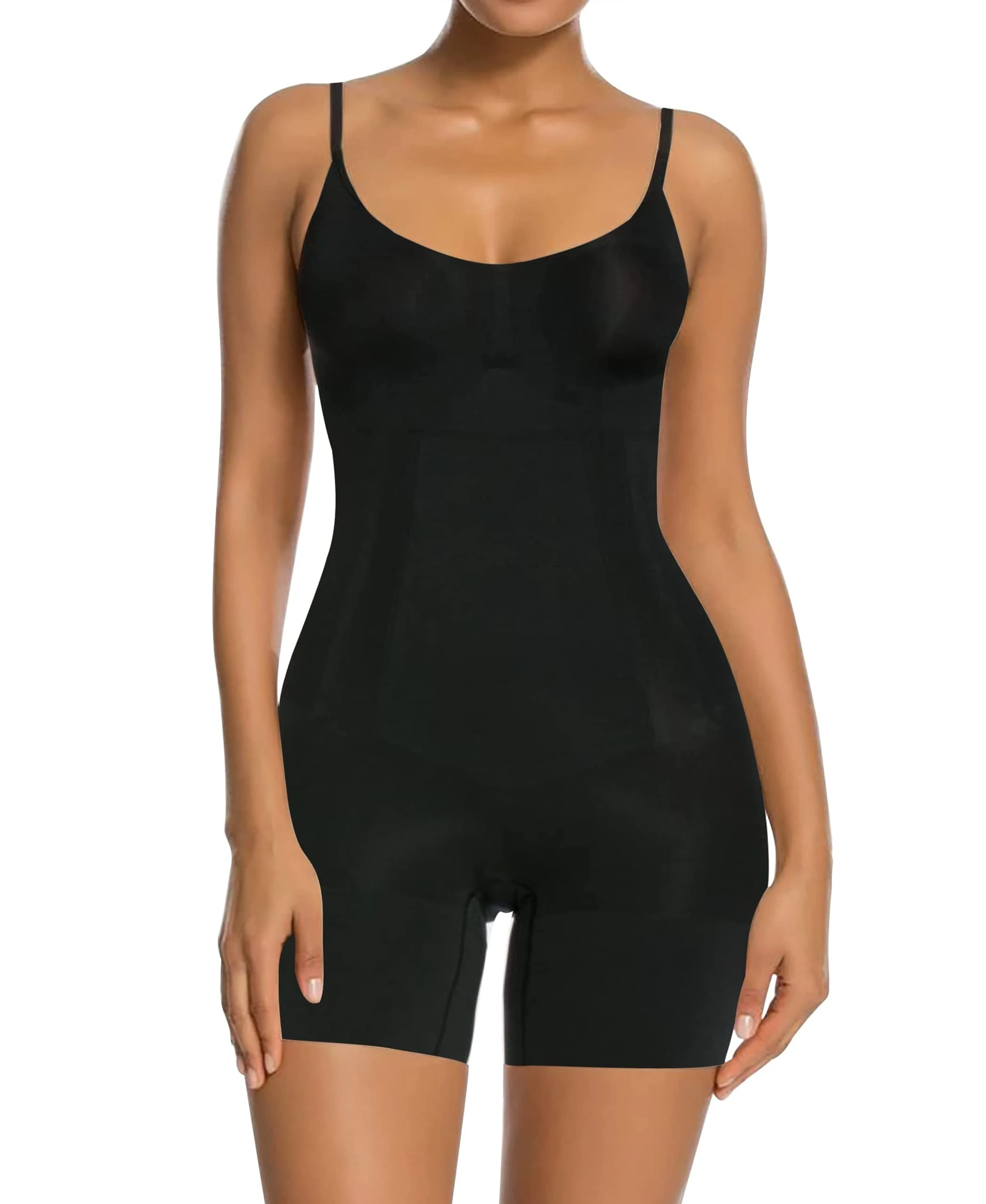 SHAPERX Shapewear for Women Tummy Control Seamless Full Body Shaper Compression Bodysuit Panty Shorts, UK-SZ6224-Black-2XL