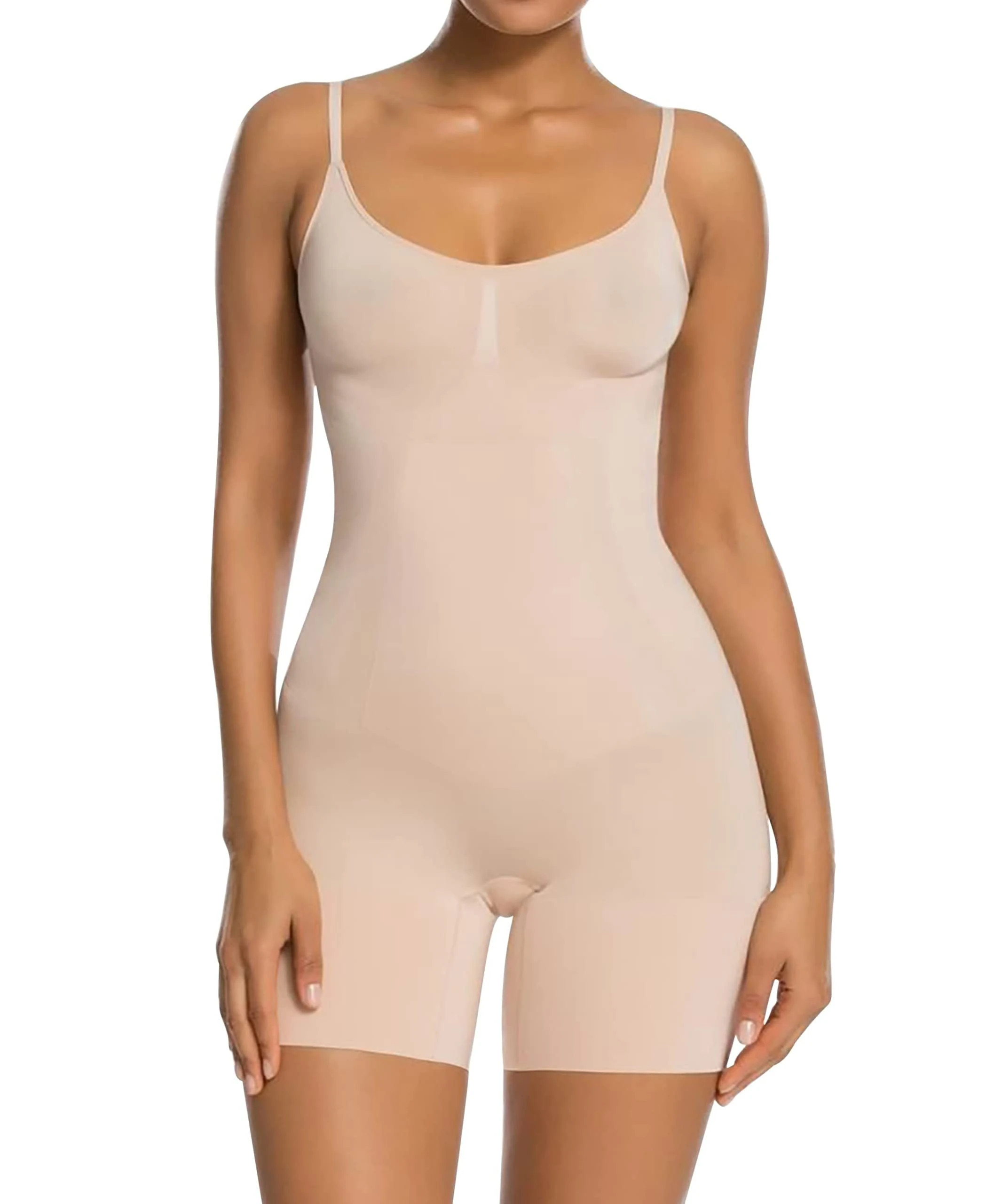 SHAPERX Shapewear for Women Tummy Control Seamless Full Body Shaper Compression Bodysuit Panty Shorts, UK-SZ6224-Beige-XL