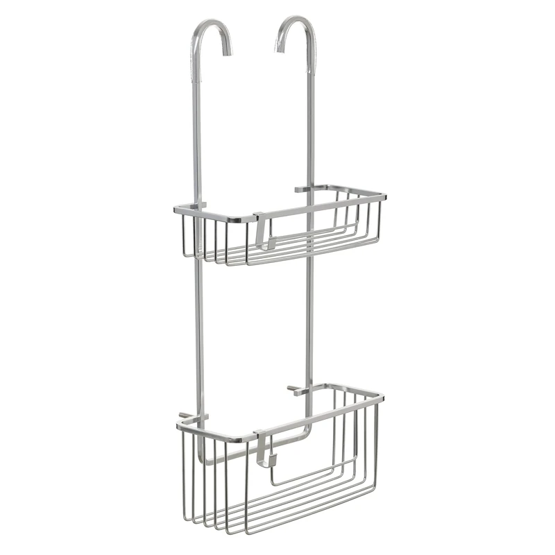 TATAY Shower Caddy 2 Tiers Aluminium | Resists Humidity and Corrosion | Supports 8 kg | Easy No-Drill Installation | Modern Design | Hanging Shower Basket with Efficient Drainage | 28 x 15,5 x 56 cm