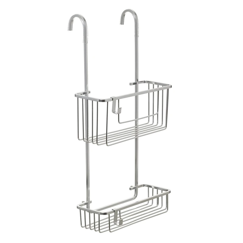 Tatay, 100% Stainless Aluminium Shower Shelf with Hook 2 Heights Modern Design 10 Years Dimensions 28 x 12 x 56 cm