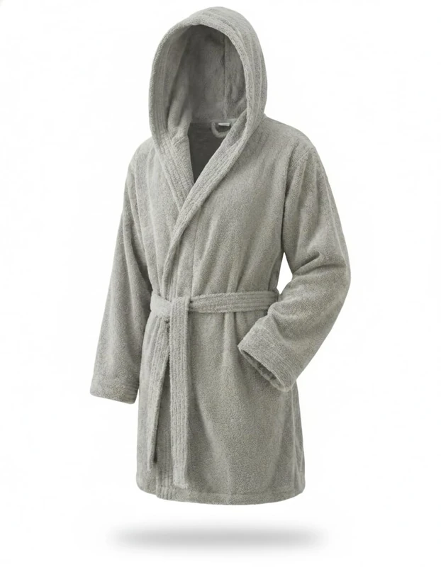 Top Towels Unisex Bathrobe With Hood - Shower Robe for Men or Women - 100% Cotton Terry - 500 g/m2