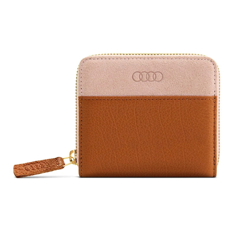 Audi 3152101300 Women's Leather Wallet RFID Protection Purse, Brown/Rose