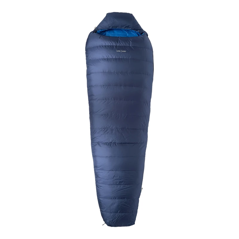LOWLAND OUTDOOR Unisex Adult 5 KIBO Down Sleeping Bag, Navy Blue/Blue, 225 x 80 cm (Length Including Hood)