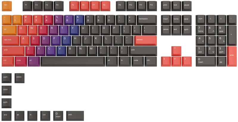GLORIOUS Gaming 114x GPBT Keycaps - Cherry Profile, Super Durable PBT Plastic, Eye Catching Aesthetics, Superior Sound, Fade Resistance, American US Layout - Celestial Fire