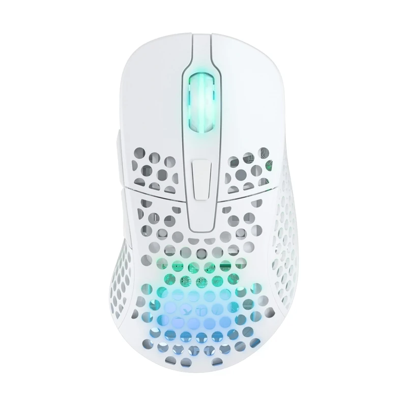 Xtrfy M4 Wireless, Wireless Ultra-Light Gaming Mouse, Optimised for E-Sports, 2.4 GHz, RF RGB Lighting, Adaptable Ergonomic Right-Handed Mouse, Rechargeable, White