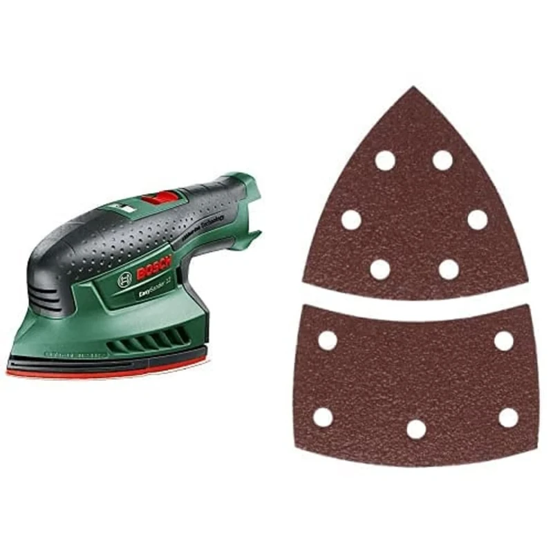Bosch Home and Garden EasySander 12 Cordless Multi-Sander (12 Volt, Without Battery, 3X Sanding Sheets) + 10 pc. Santing Sheet Set (Grit 80)