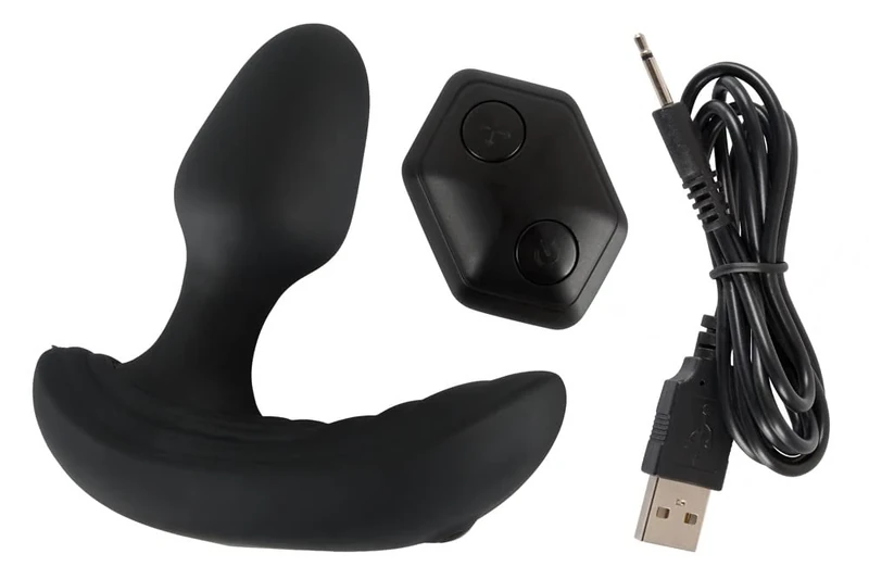 Inflatable + Rc RC + Vibrating Butt Plug Black One Size