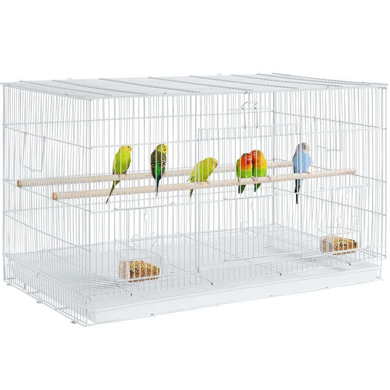 Yaheetech Wide Flight Bird Cage for Small Birds Budgies/Parrots/Cockatiels/Parakeets/Conures/Lovebirds White