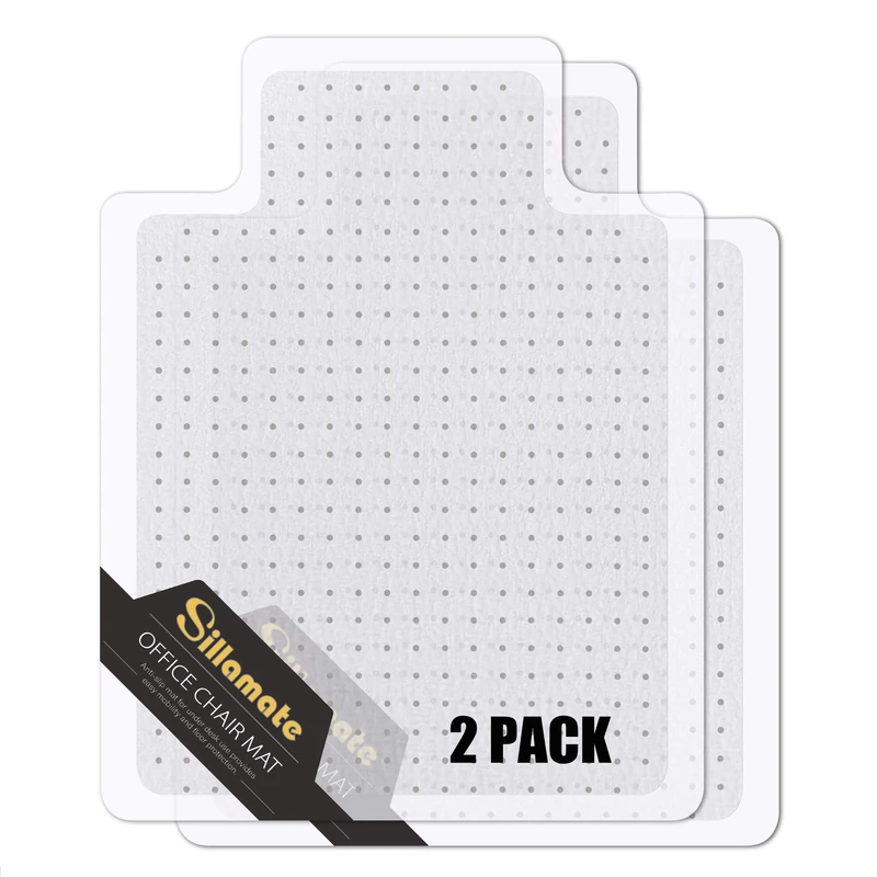 Sillamate 2 Pack 36'' x 48'' Office Chair Mat for Carpeted Floors, Flat Packed, Easy Lay Flat, Heavy Duty Floor Mat,Eco-Friendly Series Studded Carpet Desk Chair Mats (2)