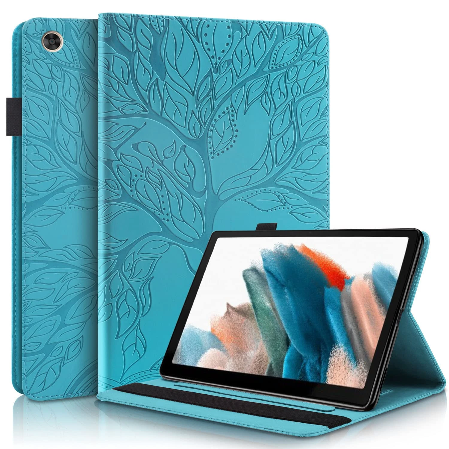 Succtopy Galaxy Tab A8 10.5 2021 PU Leather Case Tablet Protective Cover Samsung Tab A8 2021 Pencil Holder Wallet Tablet Case for Samsung Galaxy Tab A8 SM-X200/SM-X205/SM-X207, Blue