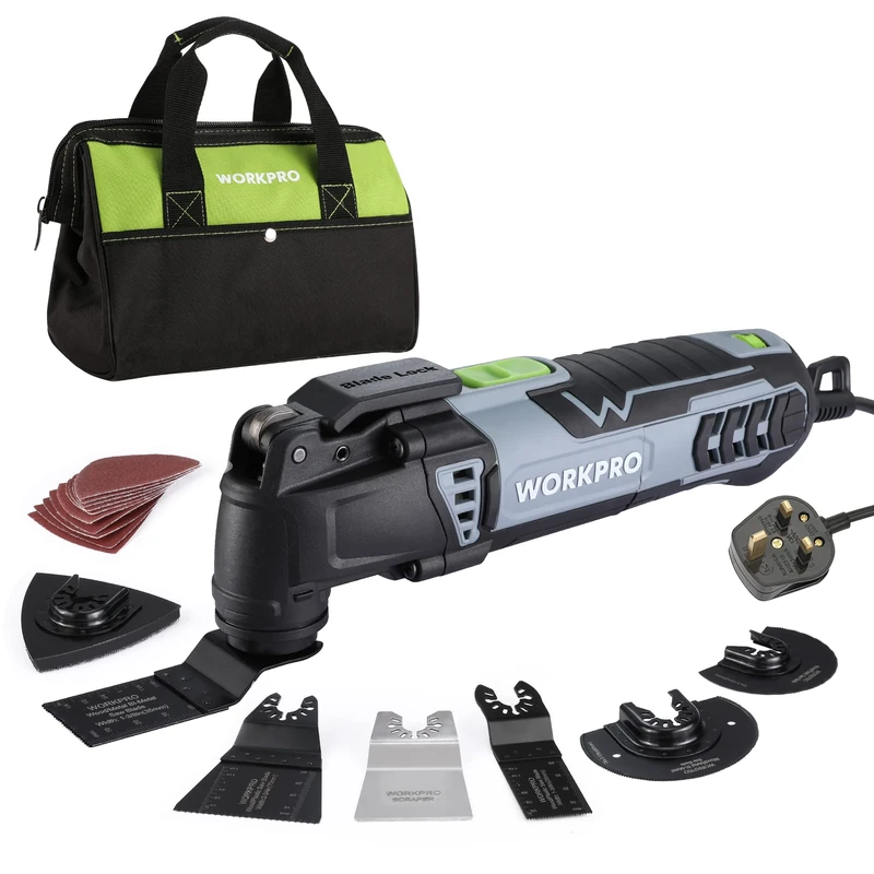 WORKPRO Oscillating Multi Tool 300W, 7 Variable Speeds, 3° Oscillation Angle, Quick Change Blade System, 17pc Accessories Kit Make it a Details Sander, Cutter, Scraper, Grinder
