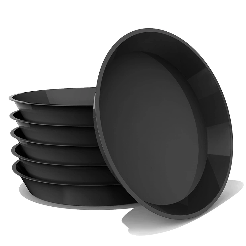 DUNPUTE 6 Pack Plant Saucer 12 14 16 18 20 22 Inch Plastic Plant Tray, Sturdy and Durable Flower Pot Container Accessories Plant Pot Saucers for Indoor and Outdoor (20 Inch, Black)