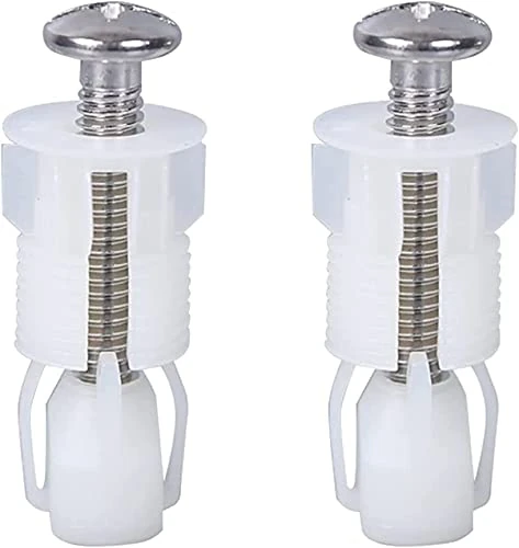 2pcs Toilet Seat Fittings and Fixtures Toilet Lid Screws Stainless Steel Top Fixing Hinges Screws Expanding Nylon Nuts White Fixing Bolt for Toilet Covers Blind Hole Fitting WC Replacement Kit