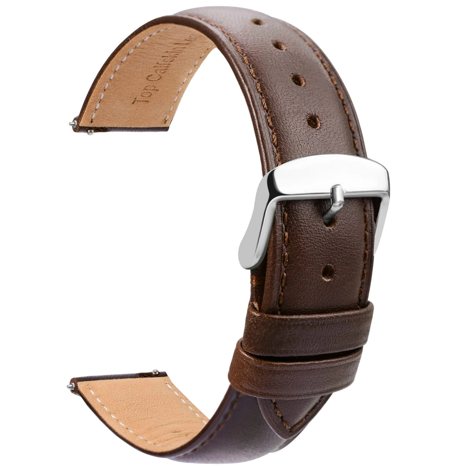 TStrap Leather Watch Straps 14mm - Soft Brown Quick Release Watch Bracelet - Smart Watch Strap for Men Women Replacement – 16mm 18mm 19mm 20mm 21mm 22mm 23mm 24mm