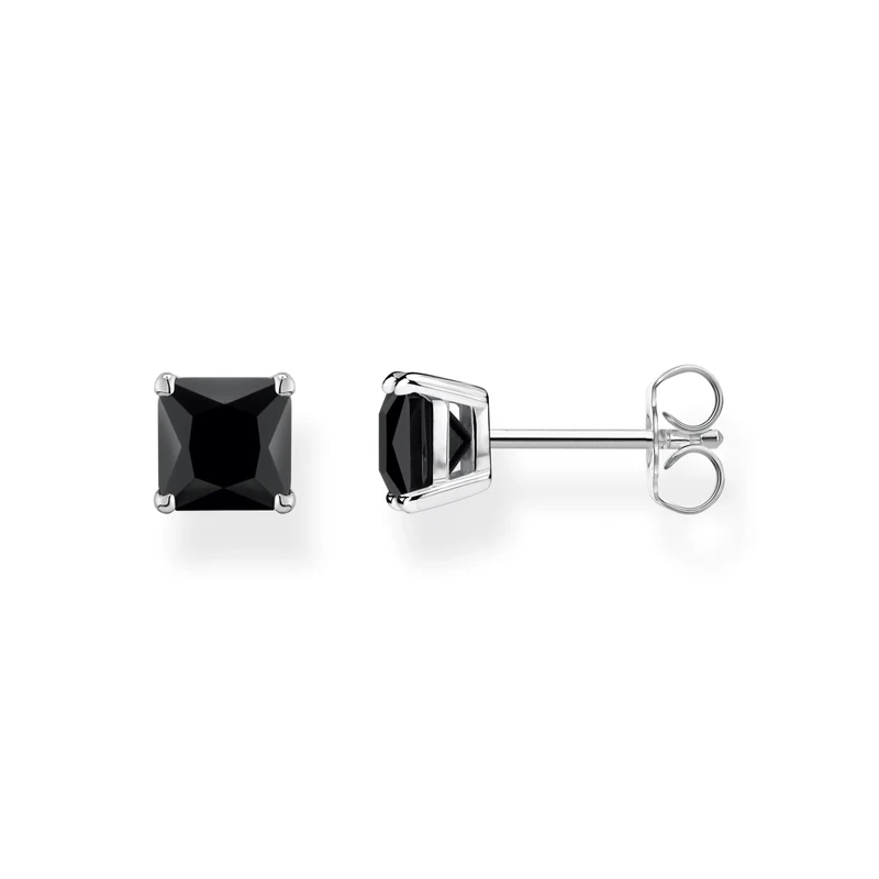 Thomas Sabo Sterling Silver Ear studs black stone Recycled 925 silver, Women, H2174-024-11
