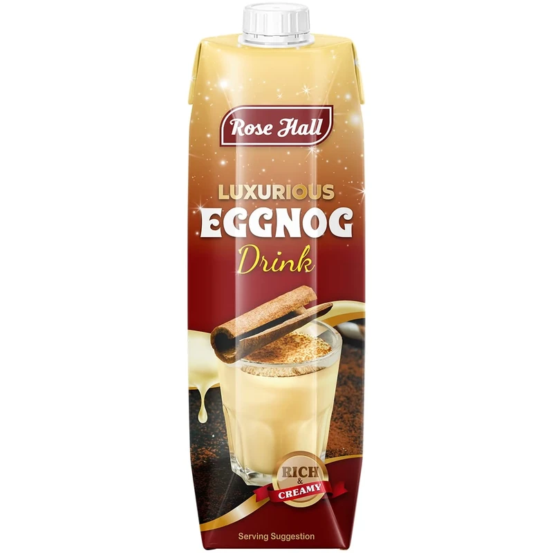 Rose Hall Luxurious Eggnog Drink 1L(34 oz), Rich & Creamy Festive Beverage, Made with Fresh Semi-Skimmed Milk & Cream, Sweet & Lightly Spiced Flavour, Perfect Holiday Drink (Pack of 1)