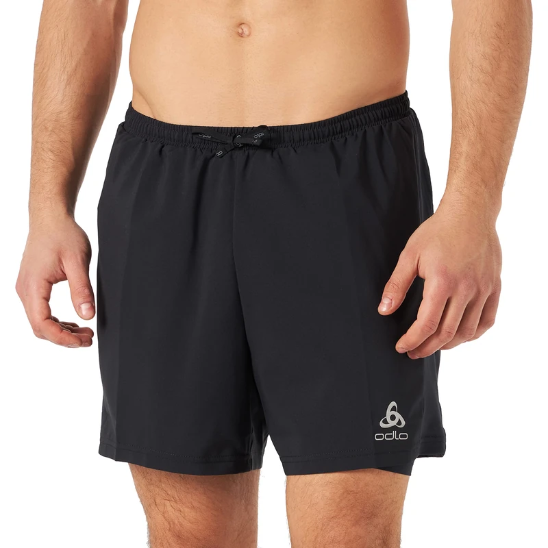 ODLO Men's Essential Five inch 2-in-1 Running Shorts, Black, XXL