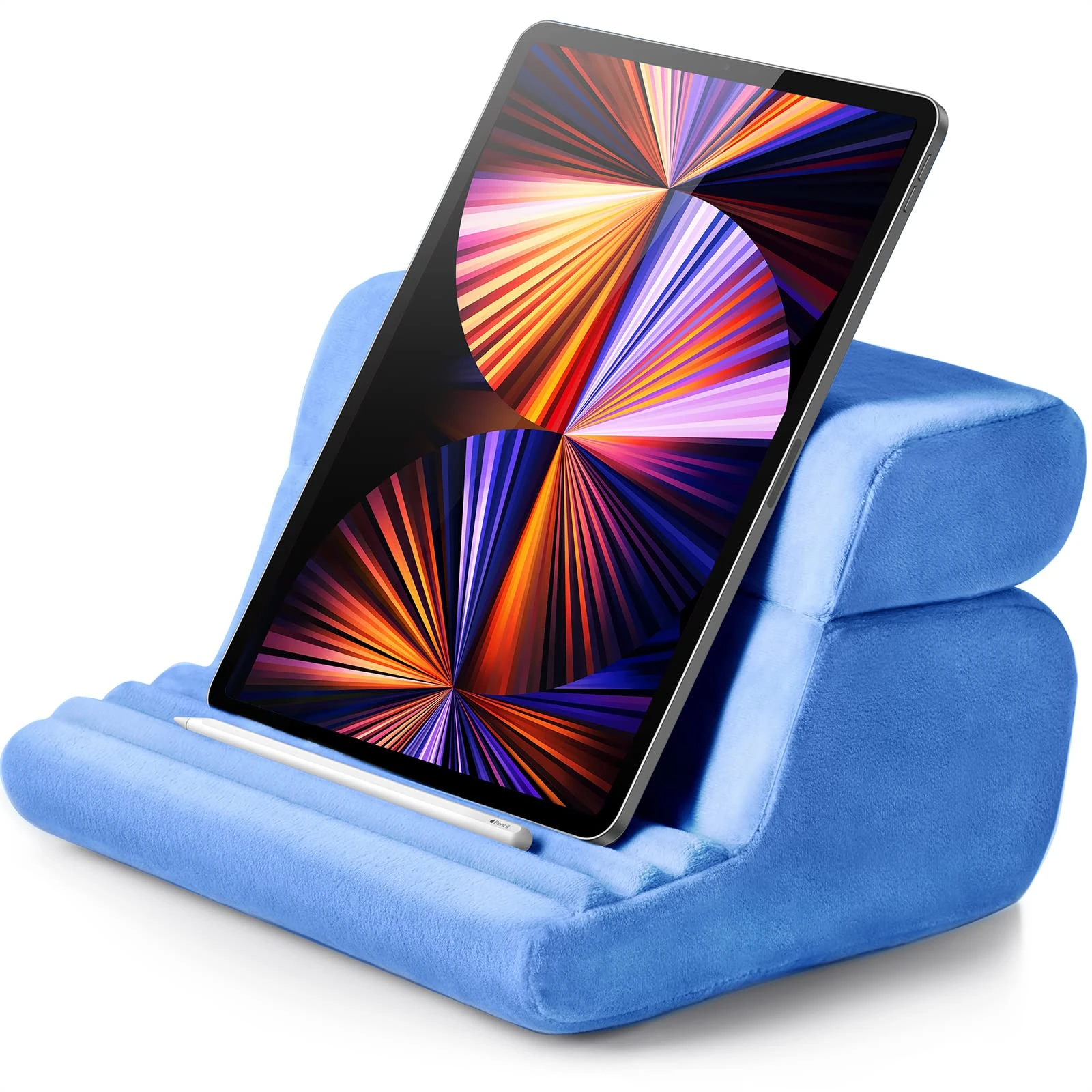 UGREEN iPad Stand Cushion Tablet Pillow Holder Rest Bed Lap Sofa Reading Pad Soft Foldable Compatible with iPad 10th 10.9/Pro 13 2024 12.9/Air/Mini,iPhone 16,Galaxy Tab A8 A9 S9,Surface Go,Book(Blue)