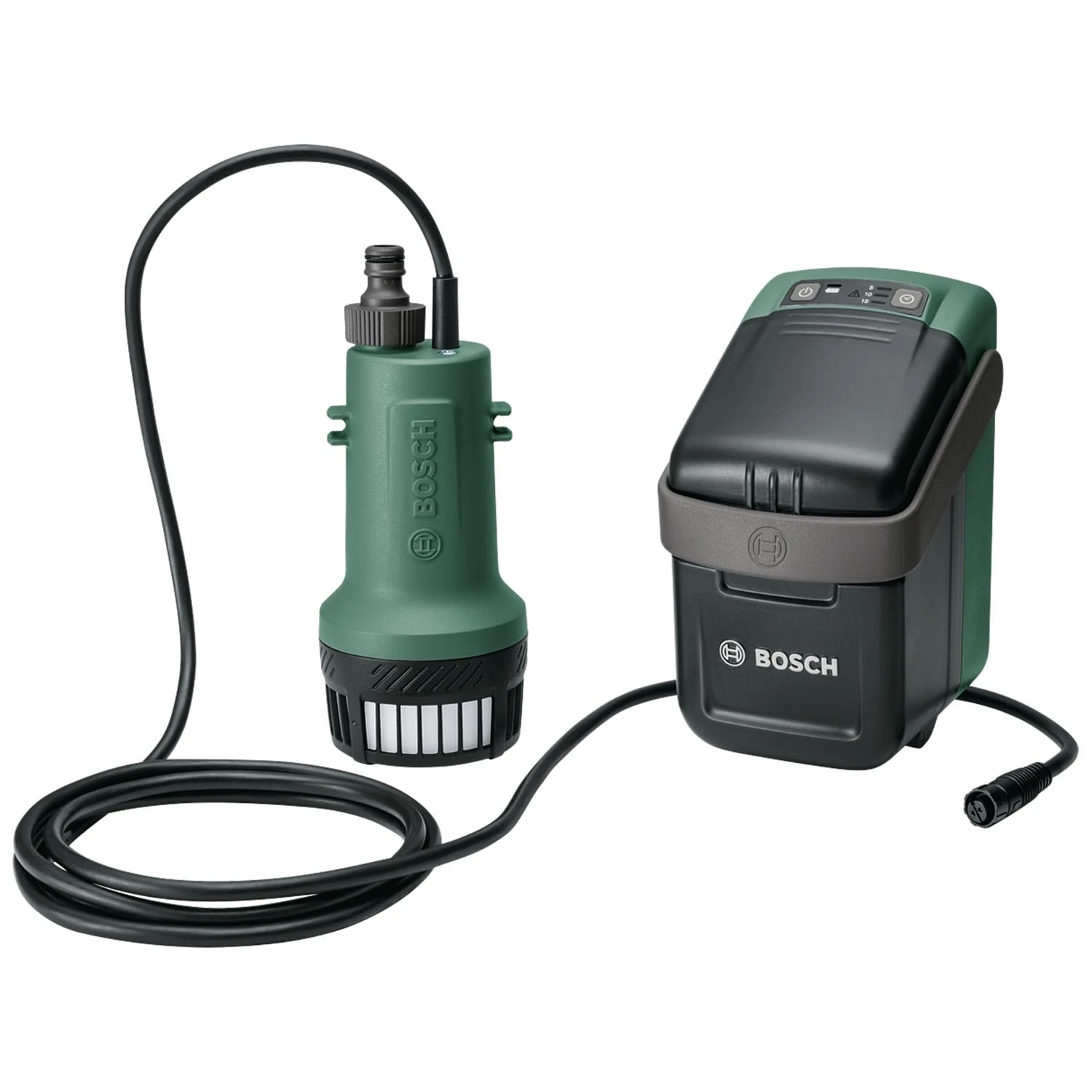 Bosch Cordless Submersible Water Pump GardenPump 18V-2000 (1x Battery, 18 Volt System, in Carton Packaging) New Design | Classic Green