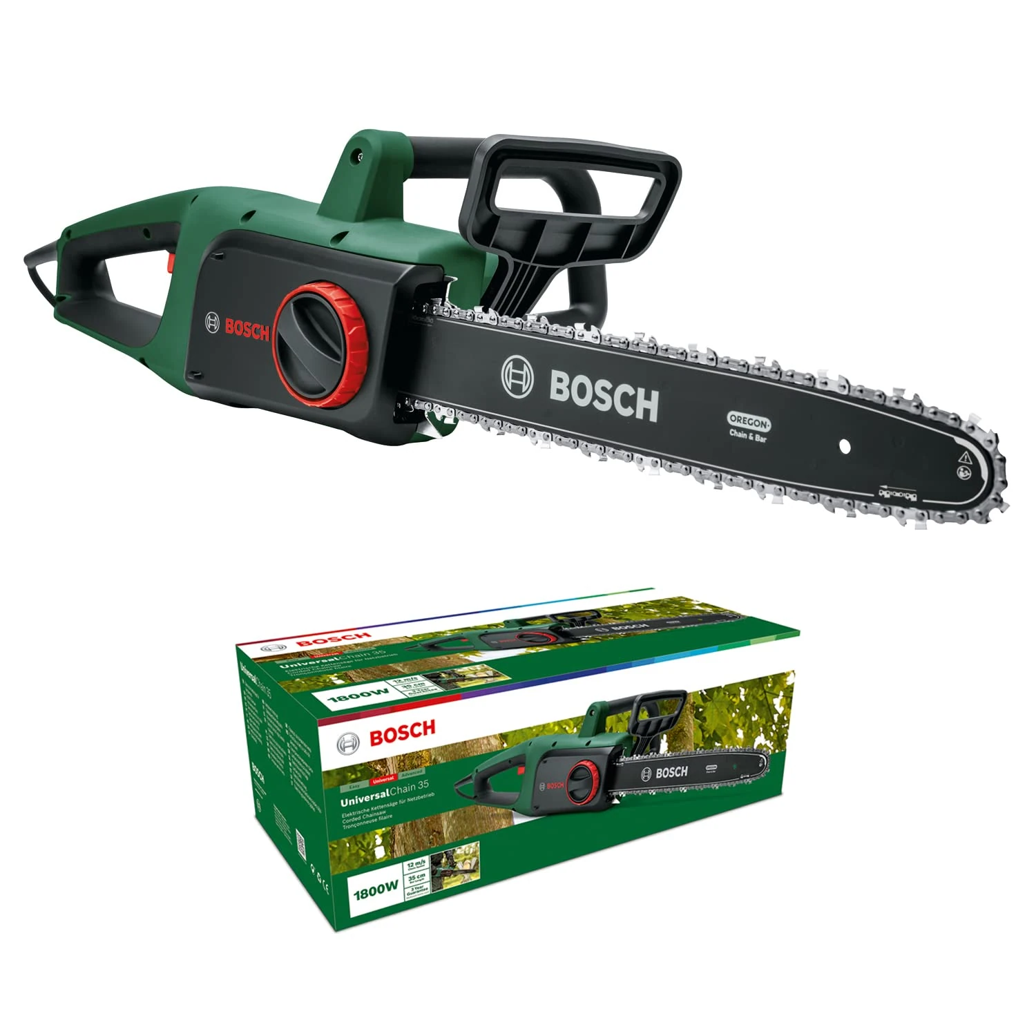 Bosch Chainsaw UniversalChain 35 (1800 W, Weight: 4.2 kg, Chain Speed: 12 m/s, in Carton Packaging)