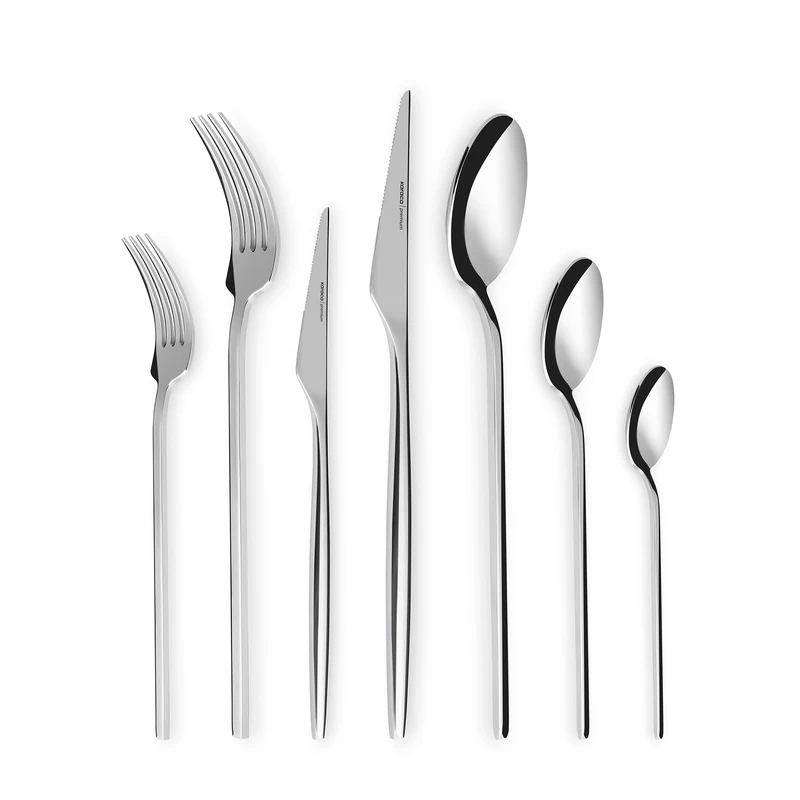 Karaca Look 84-Piece Cutlery Set for 12 People - 316+ Stainless Steel, Dinnerware Tableware Silverware Service, Includes Fork, Spoon, Knife, Dessert Fork,Teaspoon, Mirror Polished, Silver