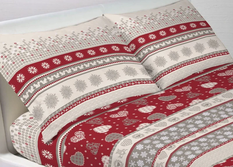 BIANCHERIAWEB WEB LINEN 100% Cotton Bedding Set, French Bed Sheets, Corvara Pattern