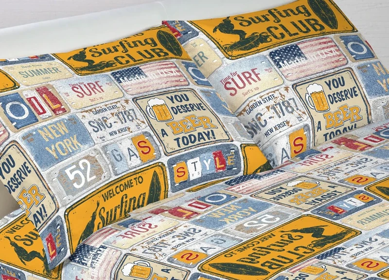 BIANCHERIAWEB WEB LINEN 100% Cotton Bedding Set, Maxi Double Bed Sheets, Vintage Design