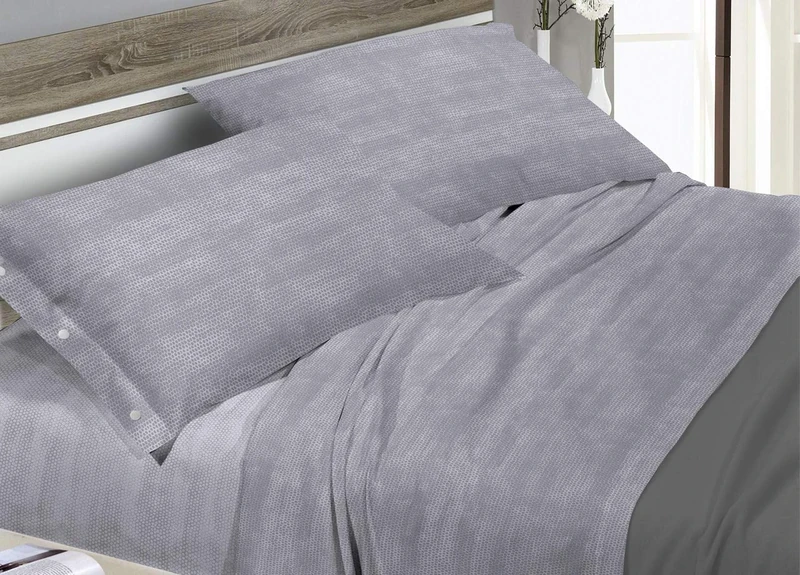 BIANCHERIAWEB LINEN WEB Bedding Set 100% Cotton, Double Bed Sheets, Bon Bon Design, Grey