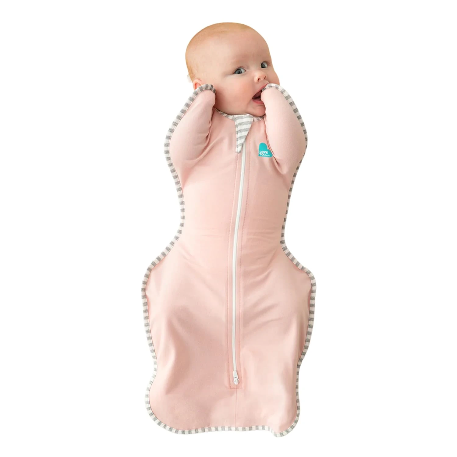 Love To Dream™ Swaddle UP™, Small 3.5-6 kg - Pink, Snug Fit, Supports Healthy Sleep Routine, 1.0 Tog - Ideal for 20-24°C Temperatures, Machine Washable Cotton & Double Zip for Easy Nappy Changes