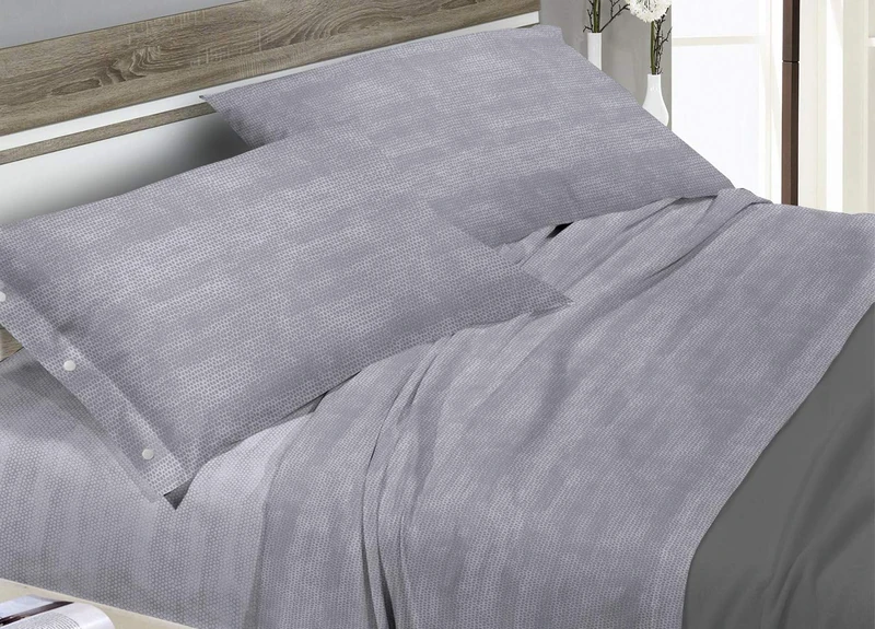 BIANCHERIAWEB LINEN WEB Bedding Set 100% Cotton, French Bed Sheets, Bon Bon Bon, Grey
