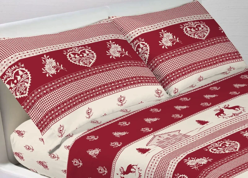 BIANCHERIAWEB LINEN WEB Bedding Set 100% Cotton, Double Bed Sheets, Tyrol Design