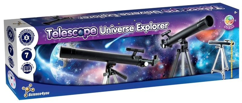 Science4you - Telescope Universe Explorer for Kids +8 Years - Telescope for Astronomy for Beginners: Look at the moon and the stars - Educational Science Toys and Kits for +8 Year Olds