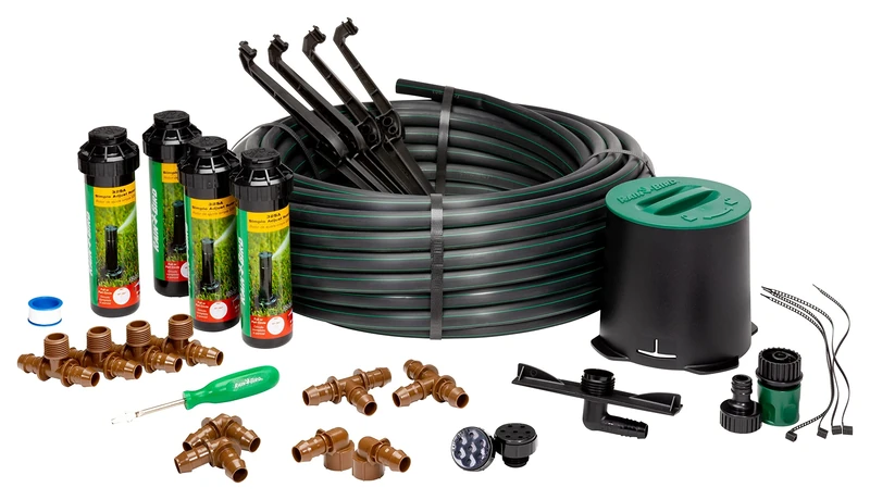 Rain Bird 32HE In-Ground Pro Rotor Pop-up Sprinkler System Kit with Click-N-Go Garden Hose Connection