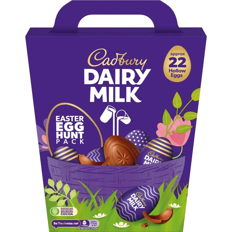 Cadbury Dairy Milk Chocolate Easter Egg Hunt Pack, Includes Approximately 22 Hollow Eggs, 317 g (Pack of 1)