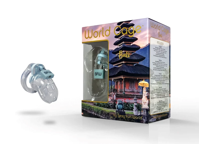 World Cage Men's Bali - Penis Chastity Kit Transparent Ø 3.2 x 7 cm