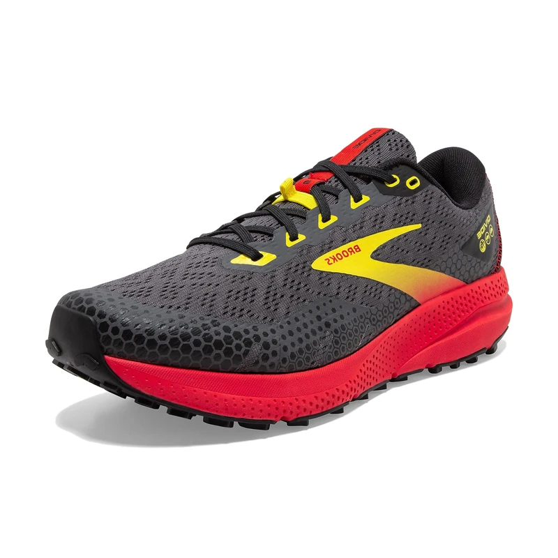 Brooks Men's Divide 3 Running Shoe,Black Fiery Red Blazing Yellow,10.5 UK