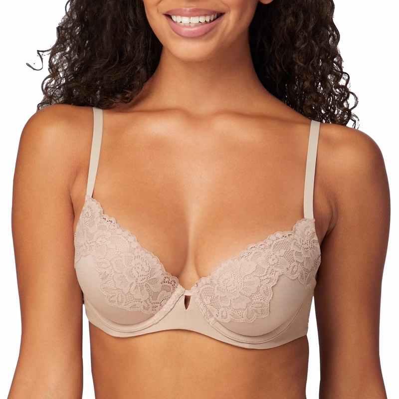 Maidenform Women's Comfort Devotion Your Lift Underwire Bra with Lace Trim, Convertible Straps, Opaque, Evening Blush, 36A - Image 1