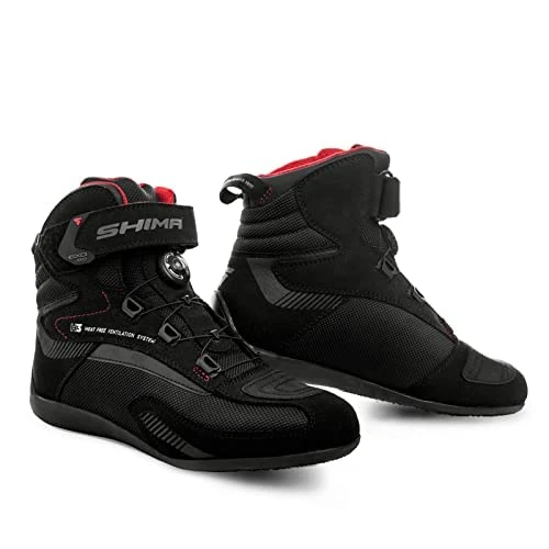 SHIMA EXO Vented, Motorbike Shoes for Men | Breathable, Reinforced Street Riding Shoes with ATOP Closure System, Ankle Support, Anti-Slip Sole, Gear Pad (Black, 10,5) + SHIMA AYRO Backpack