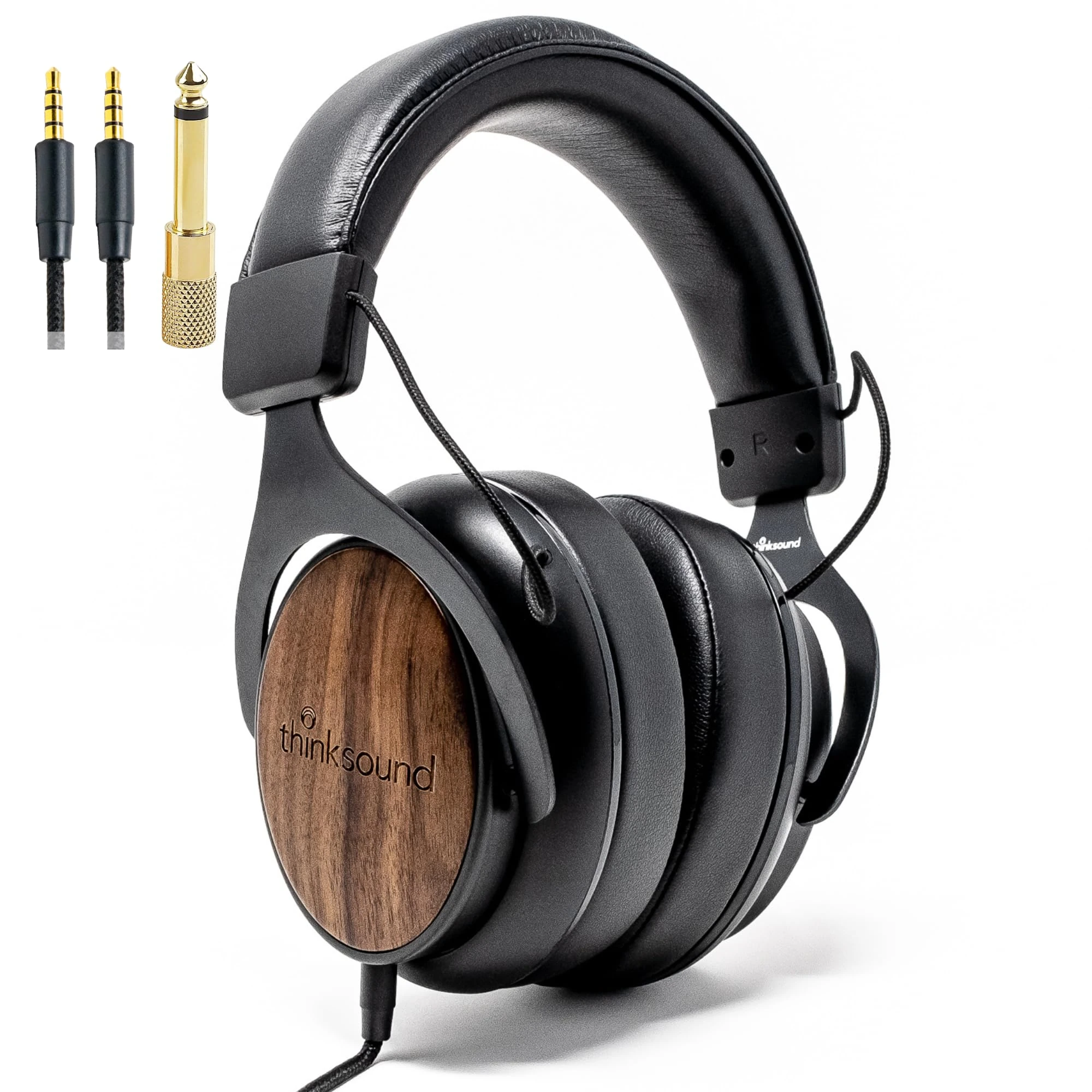 thinksound ov21 Wired Closed Back Headphones with Mic - Made with Sustainably Harvested Wood - Built for Music Enthusiasts, Audiophiles, Podcast Creators and Studio Professional
