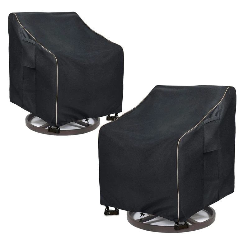 LSongSKY Outdoor Swivel Lounge Chair Cover 2 Pack,Waterproof Heavy Duty Outdoor Chair Covers,Patio Rocking Chair Covers For Outdoor Furniture,(30 W x 34 D x 38.5 H inches),Black - Image 1