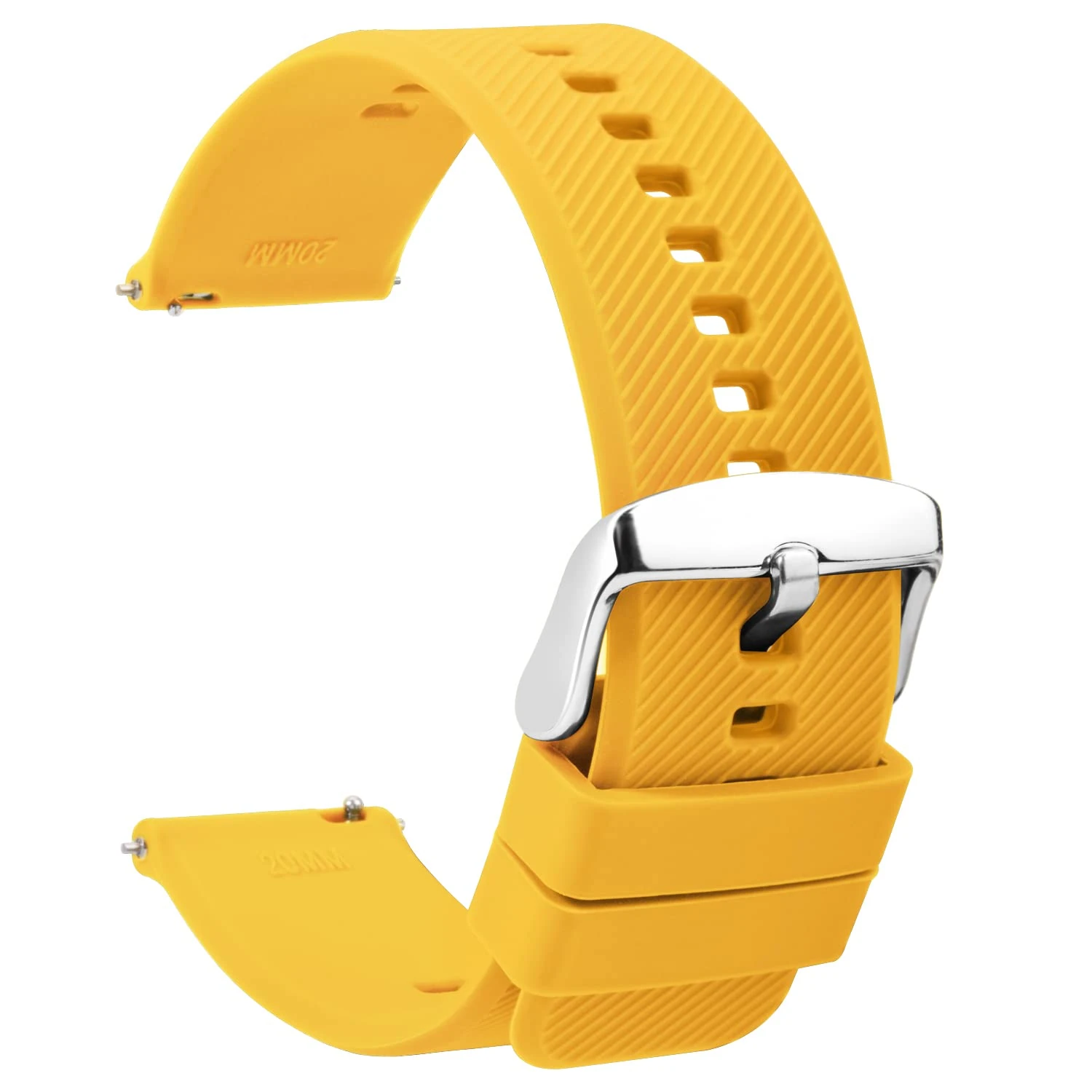 TStrap Silicone Watch Straps 22mm - Soft Rubber Yellow Quick Release Watch Bracelet - Waterproof Military Watch Strap for Men Women - for Smart Watch Band Blet Replacement