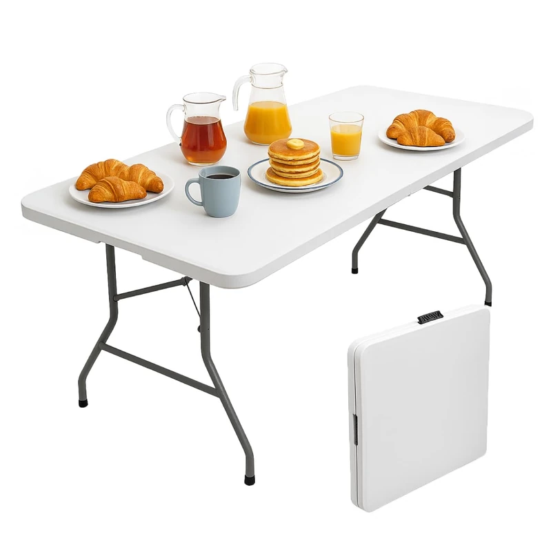 Brigros - Folding Garden Table Perfect as Camping Table, Buffet, Kitchen | Folding Tables with Handle Space Saving (180 x 70 x 74)