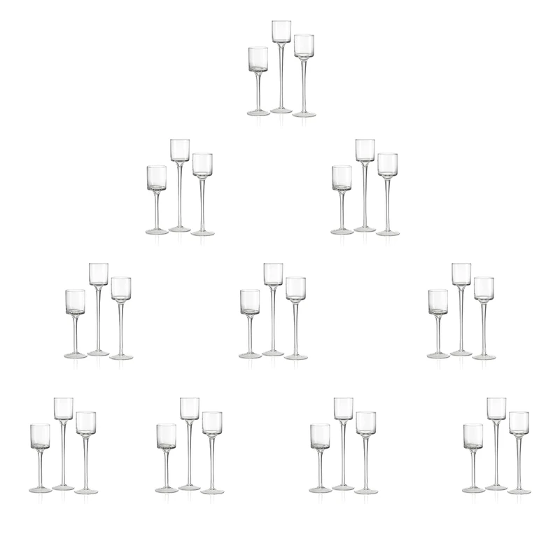 Glass Candleholders Tea Light Candle Holders Wedding Weddings Hurricane Tall Elegant Ideal For Dining Party Home Decor Parties Table Settings Gifts Tealight Gifts Different Sizes (10 Sets Small Clear)