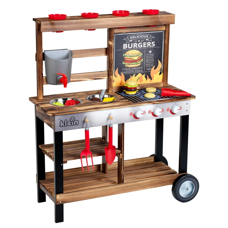 Theo Klein 2368 BBQ Country Summer Kitchen I Wooden mud kitchen with barbecue and plant station I Incl. accessories I FSC(TM)-certified wood (FSC(TM) C188230) I Toy for children from 3 years